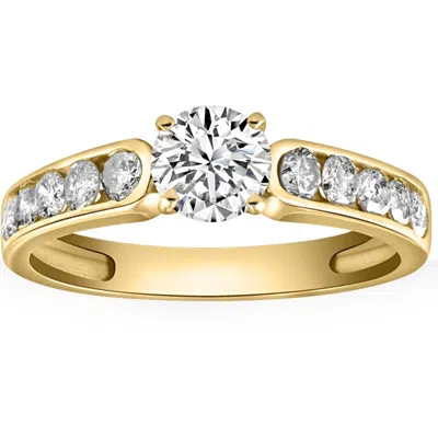 Pompeii3 1 Ct Diamond Engagement Ring With Channel Set Accents In 10k Yellow Gold In Silver