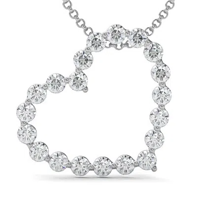 Pompeii3 1 Ct Diamond Heart Pendant Necklace In White, Yellow, Or Rose Gold Lab Grown In Multi