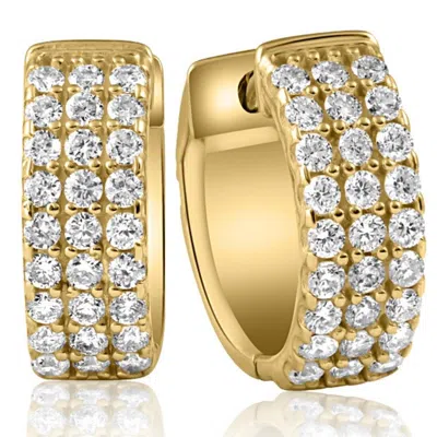 Pompeii3 1 Ct Diamond Lab Grown Hoops Women's Earrings 10k Yellow Gold