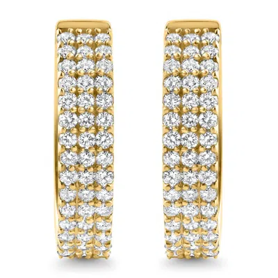 Pompeii3 1 Ct Diamond Lab Grown Hoops Women's Earrings 10k Yellow Gold