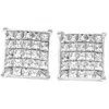 Pompeii3 1 Ct Diamond Princess Cut Screw Back Studs Womens Earrings 10k White Gold In Multi