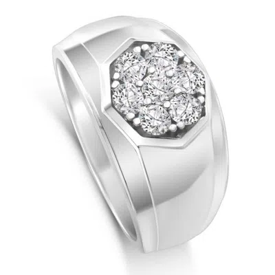 Pompeii3 1 Ct Diamond Ring Men's Cluster Hexagon Band In 10k White Or Yellow Gold In Green