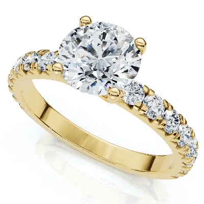 Pompeii3 1 Ct Diamond Round Cut Engagement Ring Single Row 10k White Gold In Green