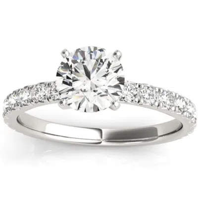 Pompeii3 1 Ct Diamond Round Cut Engagement Ring Single Row 10k White Gold In Silver