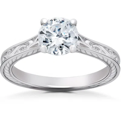 Pompeii3 1 Ct Eco Friendly Lab Grown Vintage Diamond Solitaire Sophia Engagement Ring 14k In Silver