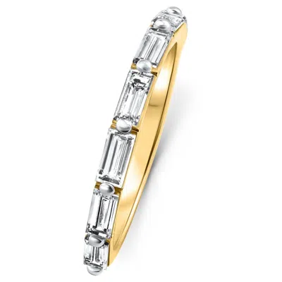 Pompeii3 1 Ct Emerald Cut Diamond East To West Wedding Stackable Ring 14k Gold Lab Grown In Silver