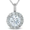 Pompeii3 1 Ct Halo Diamond Pendant Necklace 18" 14k White Gold In Silver