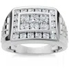 Pompeii3 1 Ct Men's Diamond Cluster Nugget Detail Ring In 10k White Gold In Multi