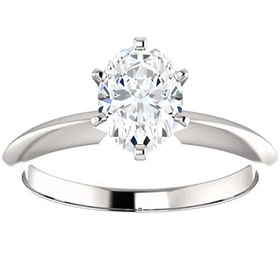 Pompeii3 1 Ct Oval Solitaire Diamond Engagement Ring Lab Grown 14k White Or Yellow Gold In Silver