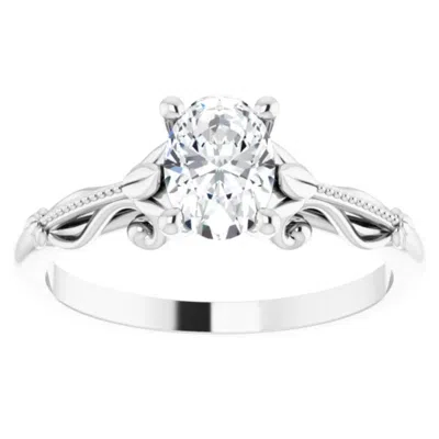Pompeii3 1 Ct Oval Solitaire Diamond Vintage Engagement Ring In Gold Lab Grown In Silver