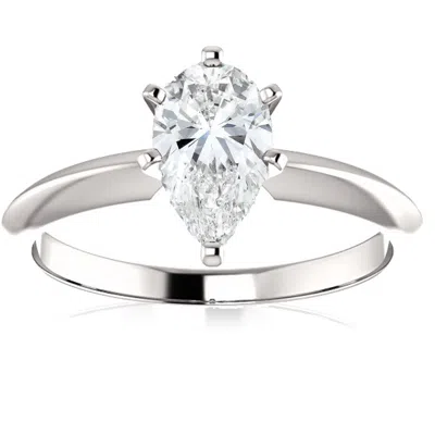 Pompeii3 1 Ct Pear Shape Diamond Engagement Ring Lab Grown 14k White Gold In Multi