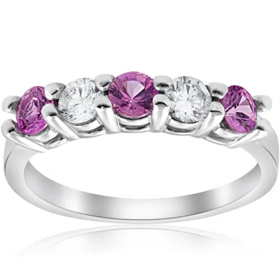 Pompeii3 1 Ct Pink Sapphire & Diamond Ring 14k White Gold In Multi