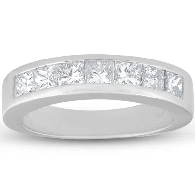 Pompeii3 1 Ct Princess Cut Channel Set Diamond Wedding Ring 14k White Gold In Multi