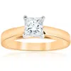 Pompeii3 1 Ct Princess Cut Solitaire Lab Grown Diamond Engagement Ring Cathedral 14k Gold In Multi