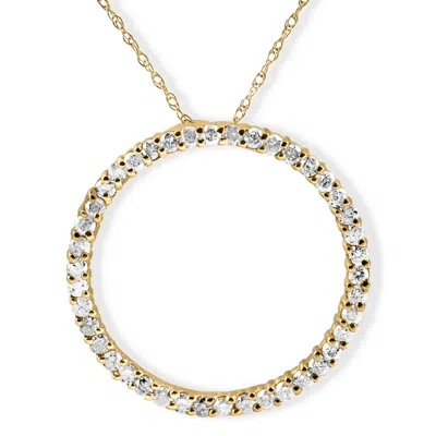 Pompeii3 1 Ct Real Diamond Circle Of Life Eternity Round Pendant 14k White Or Yellow Gold In Multi