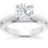 Pompeii3 1 Ct Round Cut Solitaire Diamond Cathedral Heavy 5g Engagement Ring White Gold In Silver