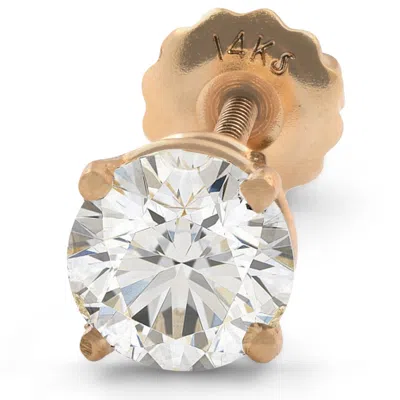 Pompeii3 1 Ct Single Diamond Stud Screw Back 14k Yellow Gold Enhanced