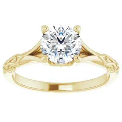 Pompeii3 1 Ct Solitaire Diamond Engagement Ring 14k Yellow Gold Lab Grown In Silver