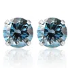 Pompeii3 1 Ct T. W. Blue Lab Grown Diamond Studs 14k White Gold Earrings In Multi