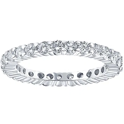 Pompeii3 1 Ct T. W. Lab Grown Diamond Eternity Ring 14k White Gold Stackable Wedding Band In Silver