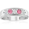 Pompeii3 1 Ct T. W. Pink & White Lab Grown Diamond Mens Wedding Ring 5-stone White Gold In Multi