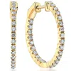 Pompeii3 1 Ct Tw Diamond Hoops Women's Inside Outside Earrings 1" Tall 14k Gold In Silver