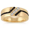 Pompeii3 1 Ct Tw Mens Black & White Diamond Wedding Band 10k Yellow Gold Ring In Multi