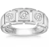 Pompeii3 1 Ct Tw Three Stone Diamond Men's Wedding Ring White, Yellow, Or Rose Gold In Multi