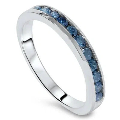 Pompeii3 1 Cttw Blue Diamond Wedding Ring 14k White Gold In Multi