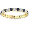 Pompeii3 1 Cttw Blue Sapphire Diamond Wedding Eternity Ring 10k Yellow Gold In Blue