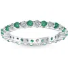 Pompeii3 1 Cttw Emerald & Diamond Wedding Eternity Stackable Ring 10k White Gold In Multi