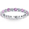 Pompeii3 1 Cttw Pink Sapphire & Diamond Wedding Eternity Ring 10k White Gold In Multi