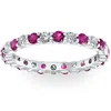 POMPEII3 1 CTTW RUBY & DIAMOND WEDDING ETERNITY STACKABLE RING 10K WHITE GOLD