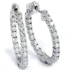 Pompeii3 1.55ct Diamond Inside Outside Hoops High Quality Vault Lock 1" Tall In Multi