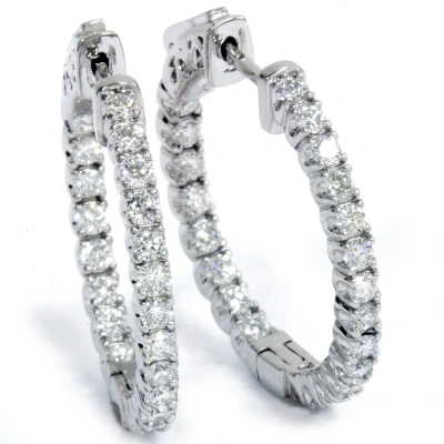 Pompeii3 1.55ct Diamond Inside Outside Hoops High Quality Vault Lock 1" Tall In Multi