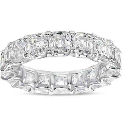 Pompeii3 10 1/2 Ct Asscher Cut Moissanite Eternity Ring Wedding Band 10k Gold In Silver