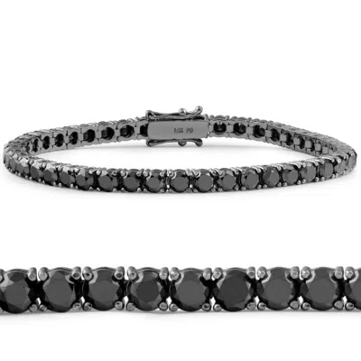 Pompeii3 10 1/2 Ct Black Diamond Tennis Bracelet 14k Black Gold 7" In Multi