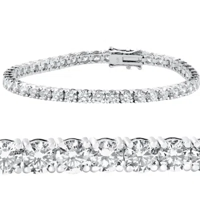 Pompeii3 10 Ct Diamond Tennis Bracelet 14k White Gold 7" Double Lock Clasp In Metallic