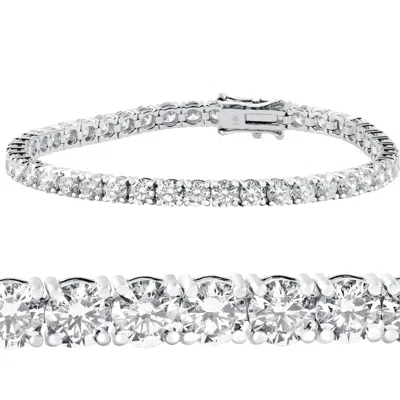 Pompeii3 10 Ct Diamond Tennis Bracelet 14k White Gold 7" Double Lock Clasp In Silver