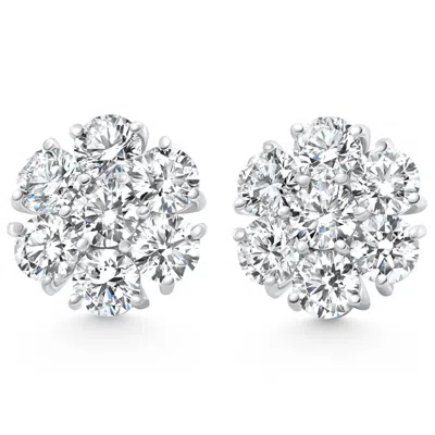 Pompeii3 1.00 - 7.00 Ct T. W. Diamond Studs Screw Back Earrings 14k Gold Lab Grown In Silver