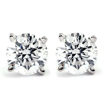 Pompeii3 1.00 Ct Tdw Diamond Studs In 10k White Or Yellow Gold In Silver