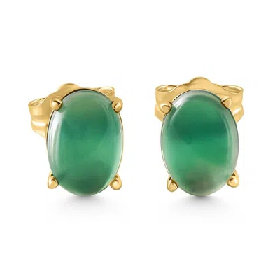 Pompeii3 1.00ct Emerald Studs 14k White Or Yellow Gold In Green