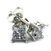 Pompeii3 1.00ct Princess Cut Diamond Studs 14k White Or Yellow Gold Basket Setting In White