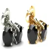 Pompeii3 1.00ct Round Heat Treated Black Diamond 14k White Or Yellow Gold Studs Earrings In Basket Setting In Gold