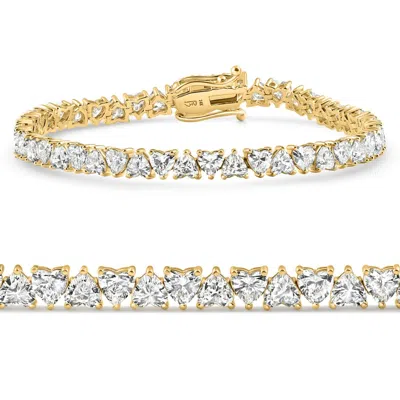 Pompeii3 10.50ct Heart Cut Diamond Tennis Bracelet 14k Yellow Gold 7" Lab Grown In Multi