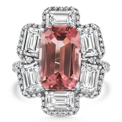 Pompeii3 10.72ct Tourmaline Diamond Ring 14k White Gold Lab Grown Size: 6.5 In Silver