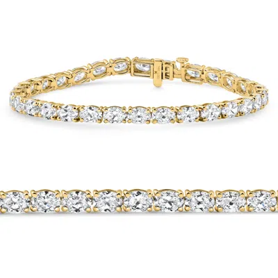 Pompeii3 10.75ct Oval Cut Diamond Tennis Bracelet 7" 14k Yellow Gold Lab Grown