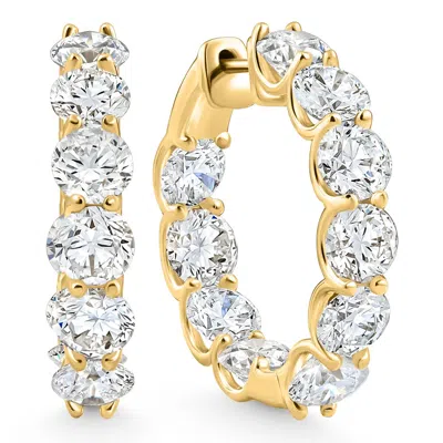 Pompeii3 10ct Diamond Hoops U Prong 1" Tall White Or Yellow Gold In Silver