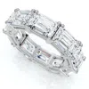 Pompeii3 10ct Emerald Cut Diamond Eternity Ring East West Set 14k White Gold Lab Grown In Silver