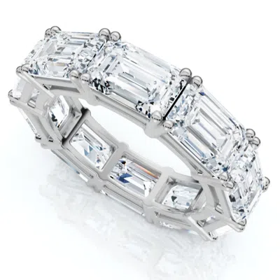 Pompeii3 10ct Emerald Cut Diamond Eternity Ring East West Set 14k White Gold Lab Grown In Silver